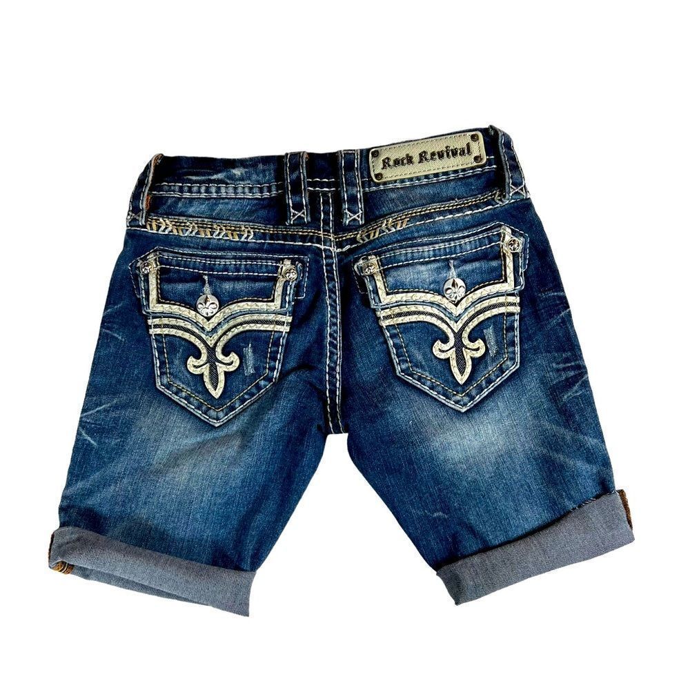 Rock Revival Libbie Cuffed Denim Double Stitching Shorts